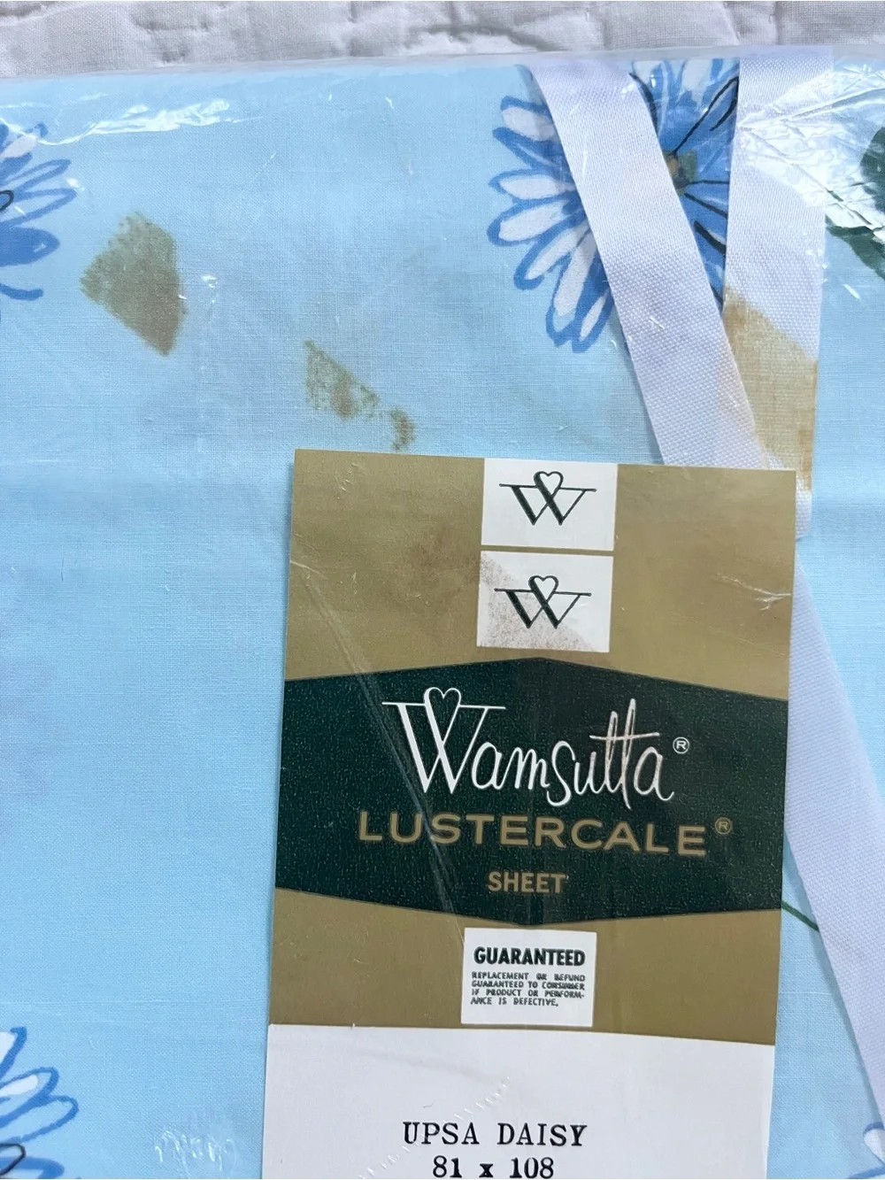Vintage New Wamsutta Lustercale Flat Sheet Double Full UPSA DAISY Blue 81 x 108
